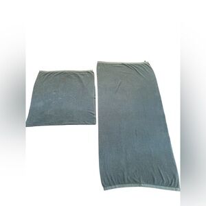 Norwex Set 2 Bath Towels Teal Blue Baclock Quick Drying Soft 55.12″ × 27.56”